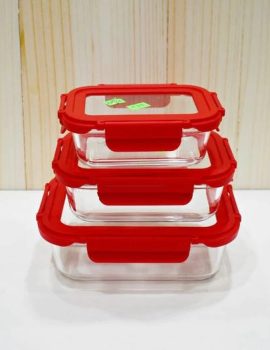 3 pcs Glass Food Container With Lid RY0416