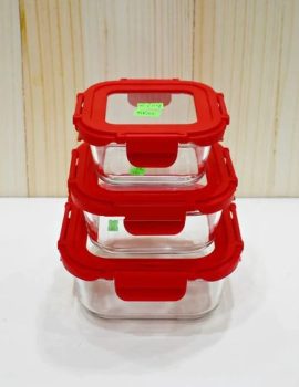 3 pcs Glass Food Container With Lid RY0417