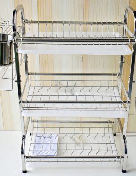 3 Tier Stainless Steel Dish Drying Storage Rack with Holder ALP0535