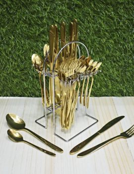 24 Pcs Golden Color Stainless Steel Cutlery Set TG0721