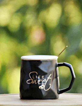 Ceramic Coffee Mug with Lid FT0858